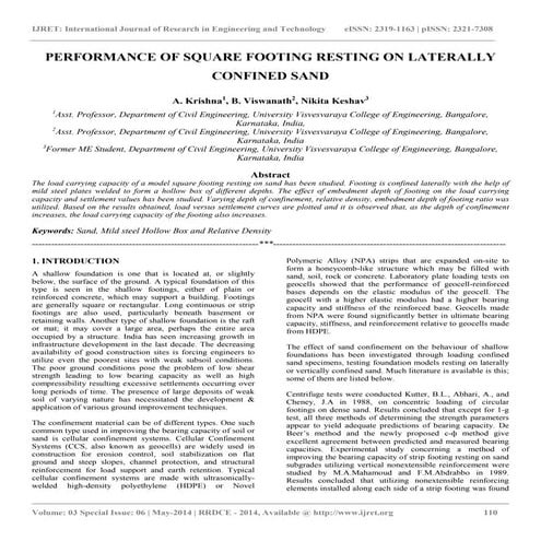 Performance of square footing resting on laterally confined sand