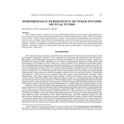 Persistence inmutualfundperformance carhart | PDF