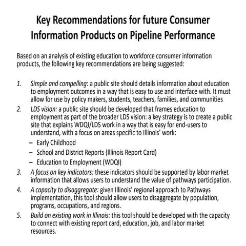 Performance Pipeline Key Recommendations