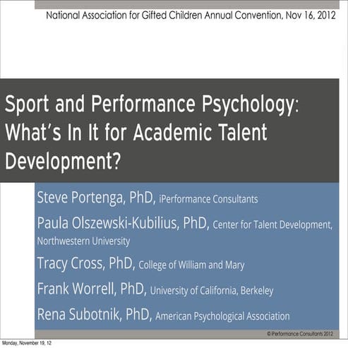 Performance psych for gifted kids