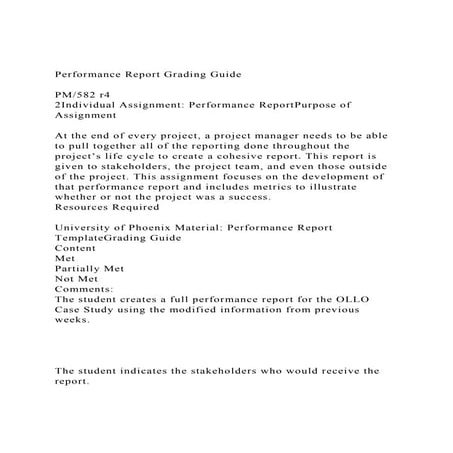 Performance Report Grading GuidePM582 r42Individual Assig.docx