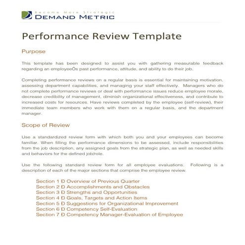 Performance Review Template