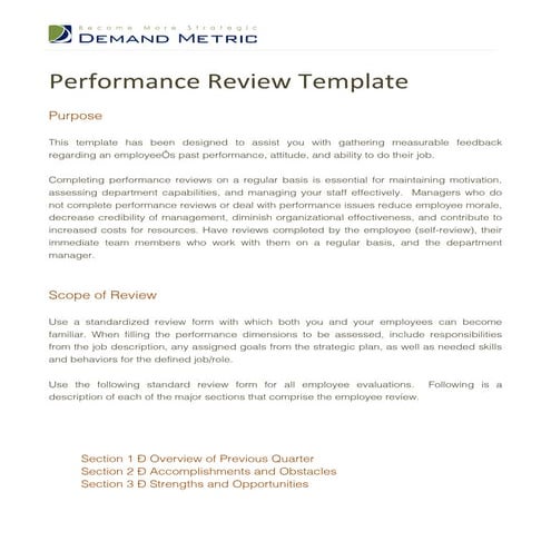 Performance Review Template