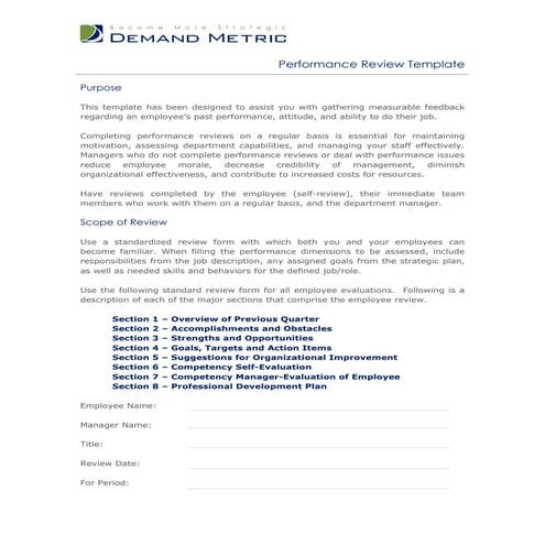 Performance Review Template