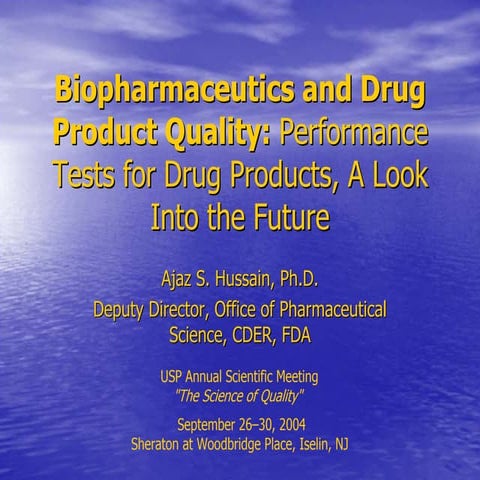 Performance testing & pharmaceutical quality (2004)