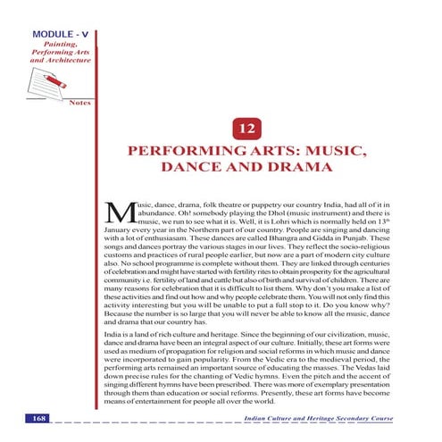 Performing arts   music,dance and drama