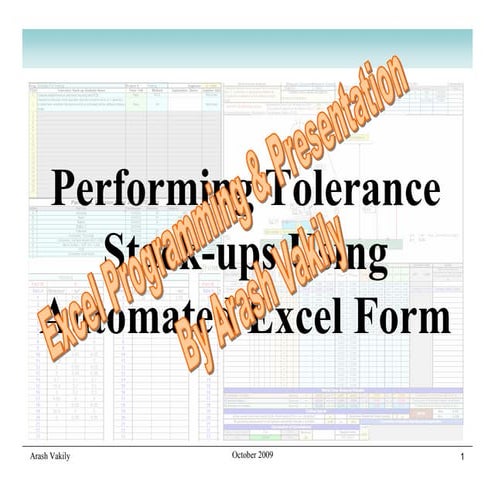 Performing Tolerance Stack Ups Using Automated Excel Calculator By Arash Vakily