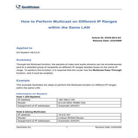 GeoVision : CCTV Solutions : Multicast solutions