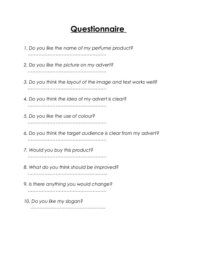 Perfume questionnaire