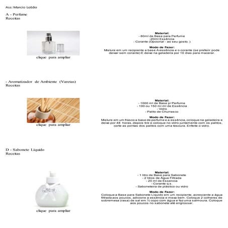 Perfume receitas. Marcio Lobão