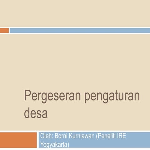 Pergeseran pengaturan desa