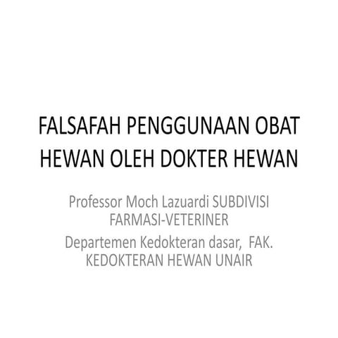 Perhitungan terapi cairan, tx ikan, kesempatan berkarier di bidang obat hewan