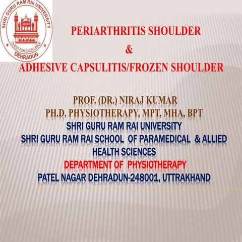 Periarteritis  of shoulder joint, causes, clinical feature