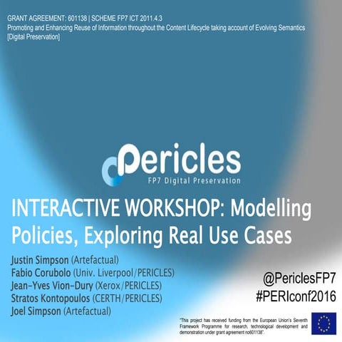 PERICLES Modelling Policies - Acting on Change 2016