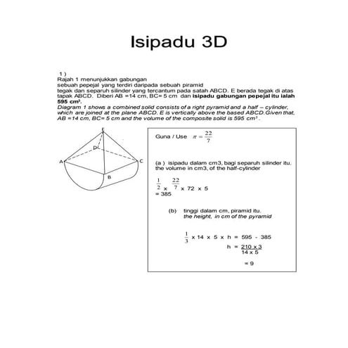 Isipadu 3D Solid Geometri math modern 