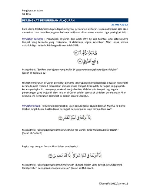 Peringkat Penurunan al-Quran