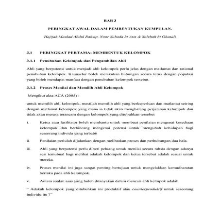 Peringkat permulaan dalam kaunseling kelompok