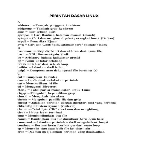 Perintah dasar linux | PDF