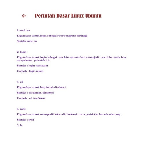 Tugas: Perintah dasar linux ubuntu ( 24/ 3 / 2014 ) | DOCX