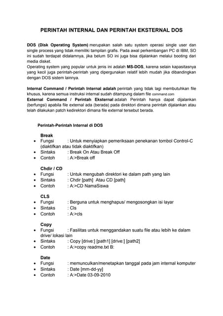 Perintah internal dan perintah eksternal dos