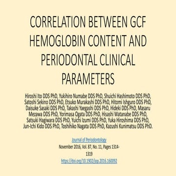 CORRELATION BETWEEN GCF HEMOGLOBIN CONTENT AND PERIODONTAL CLINICAL PARAMETERS
