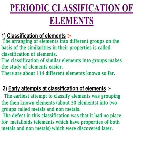 Periodic classification of elements