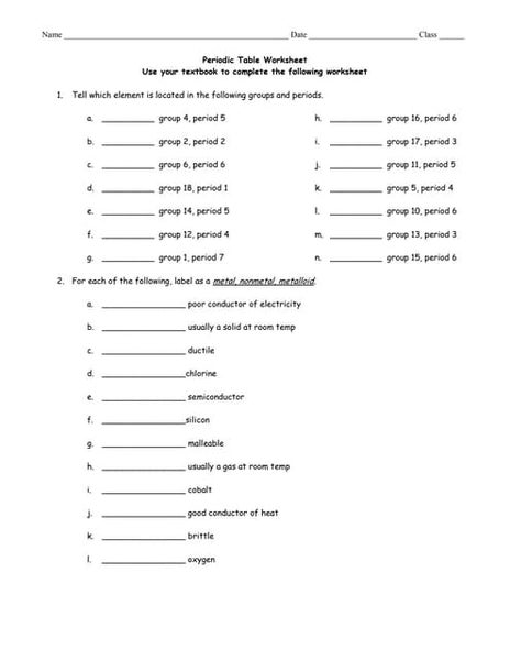 Periodic Table Activity