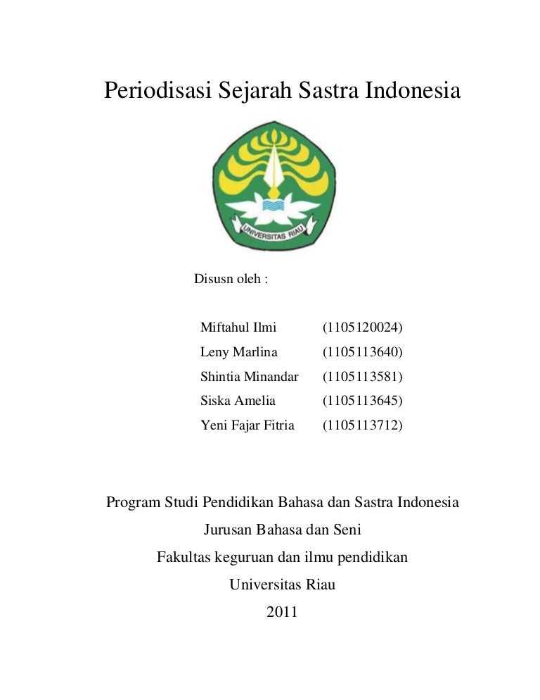 Periodisasi sejarah sastra indonesia