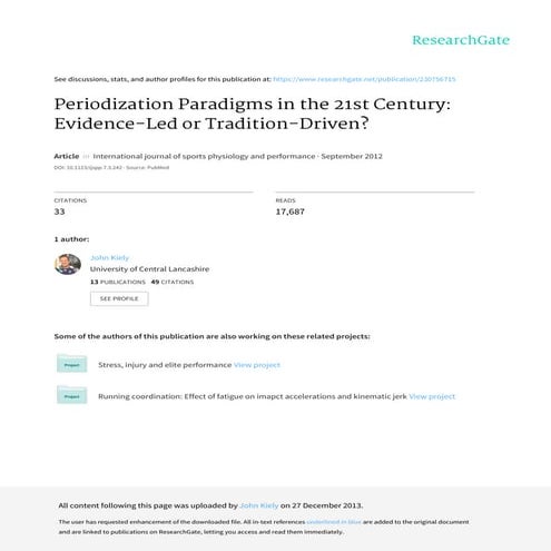 Os paradigmas da Periodizacao no século XXI