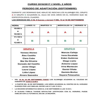 Periodo de adaptación 2 años curso ...