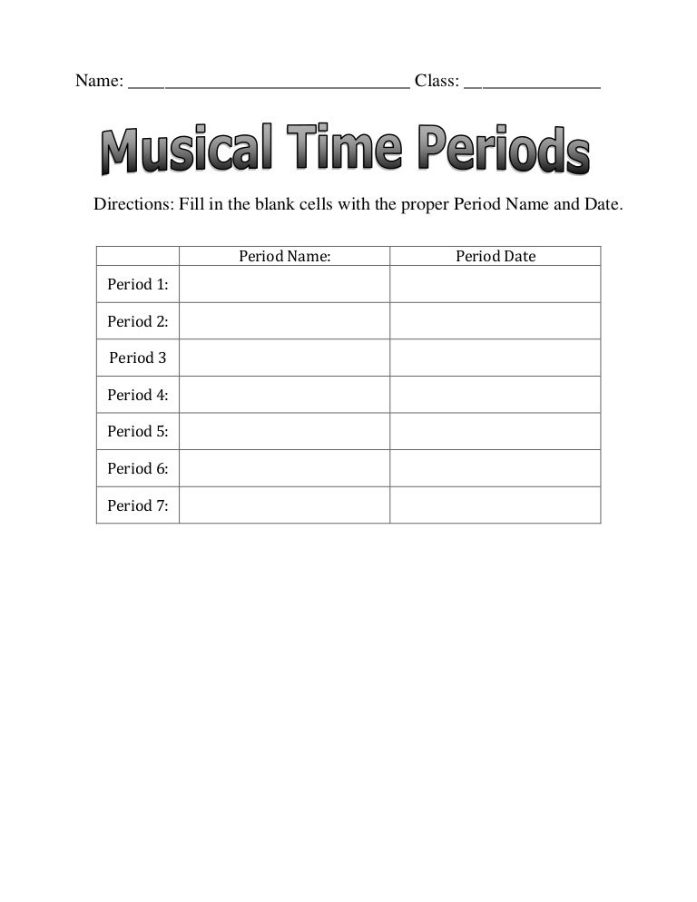 Period worksheet