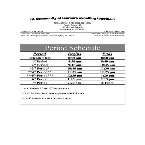 Periof schedule 2011 12