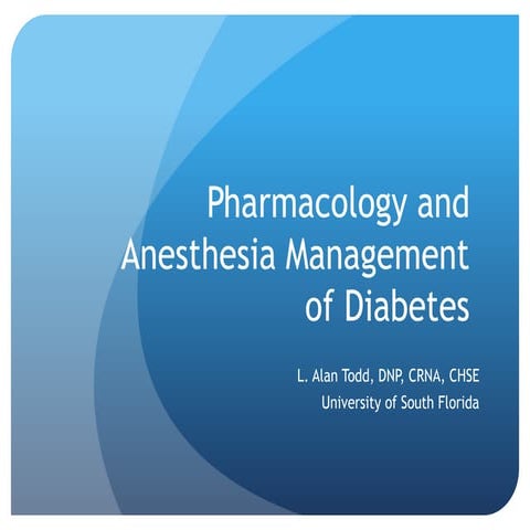 Pharmacology Review & Perioperative Management of Diabetes 