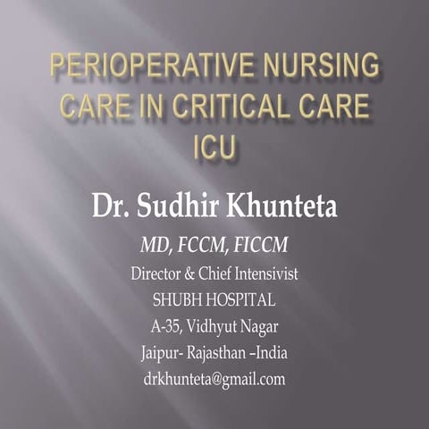 Perioperative nursing care in critical care icu