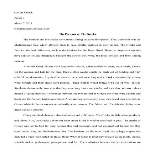 Perisan Greek Compare Contrast Essay