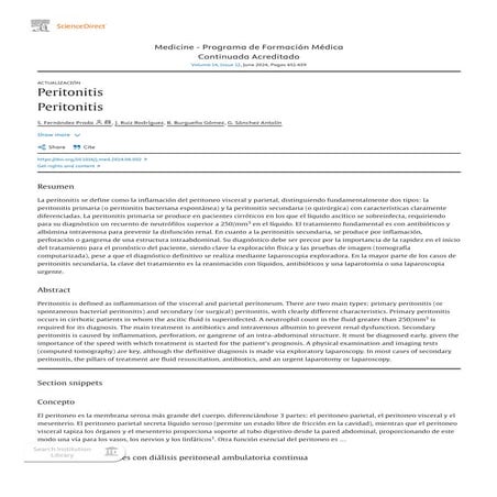 Comprehensive Update on Peritonitis: Diagnosis and Treatment Strategies ...