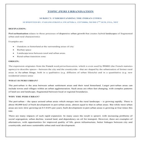 Peri urbanisation