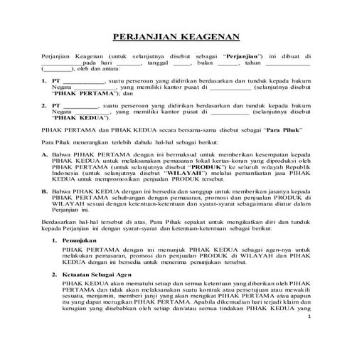 Perjanjian keagenan Produk