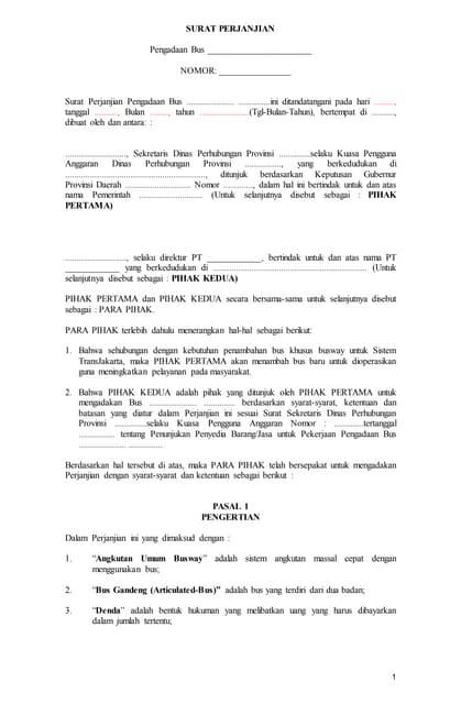 Contoh Surat Perjanjian Pengadaan Bus Pariwisata: Memahami Aspek Hukum dan Praktis