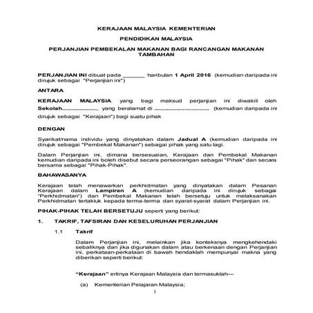 Contoh Perjanjian RMT sekolah rendah | RTF