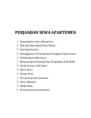Perjanjian sewa apartemen