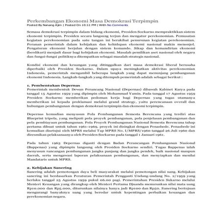 Perkembangan ekonomi masa demokrasi terpimpin