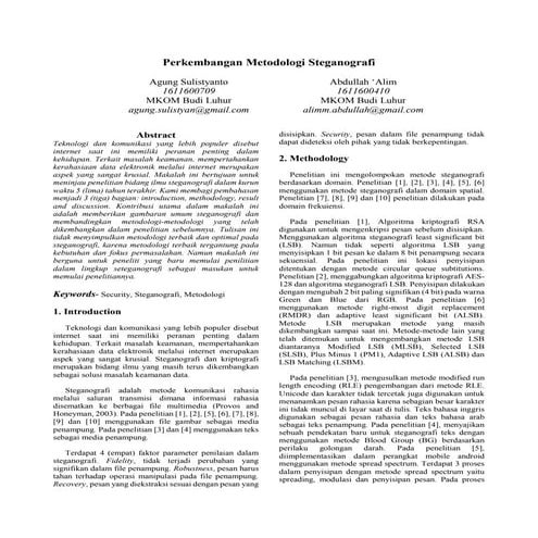 Perkembangan Metodologi Steganografi