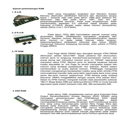 Sejarah Perkembangan RAM