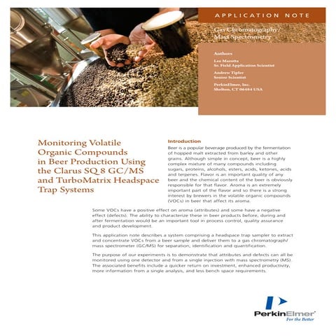 PerkinElmer Application Note: Monitoring volatile organic compounds in ...
