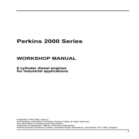 Perkins 2000 series 2006 diesel engine(model 2006 tg2a)service repair manual