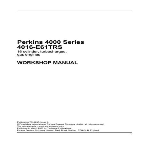 Perkins 4000 series 4016 e61 trs gas engine service repair manual