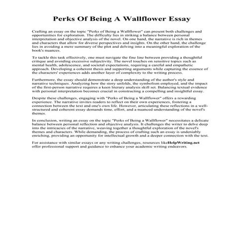 The Perks Of Being A Wallflower Essay.pdf