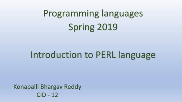 Perl bhargav