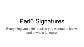 Perl6 signatures